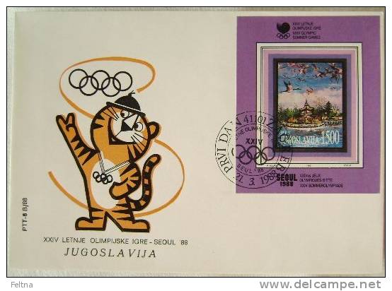 1988 YUGOSLAVIA FDC 2 FOR OLYMPIC GAMES IN SEOUL KOREA - Estate 1988: Seul
