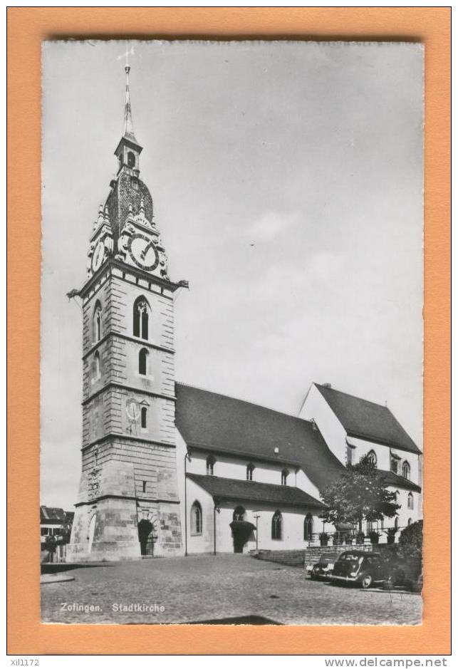 G561 Zofingen Stadtkirche Auto Citroen Eglise. Cachet WWF Panda. Traces De Colle Aux Angles Du Verso - Zofingen