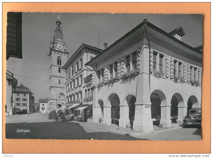 G566 Zofingue Zofingen Centre Bäckerei Favre, Terrasse Eglise. Cachet Schönes Altes Zofingen 1964 - Zofingen