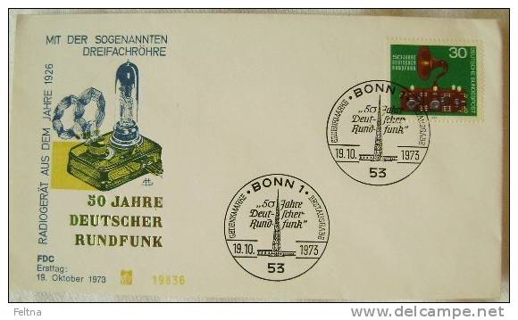 1973 GERMANY FDC 50 YEARS OF RADIO DEUTSCHLAND RUNDFUNK - Telekom