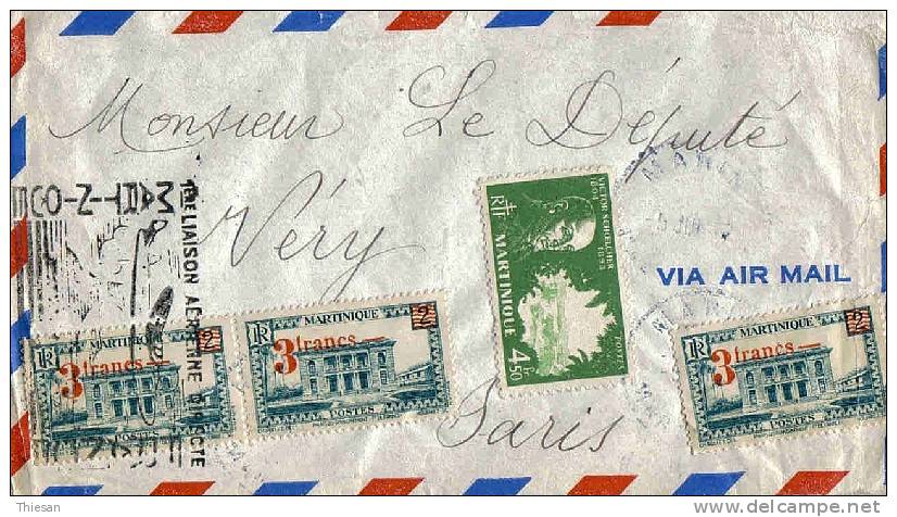 Martinique. Lettre Avion Marin 5 7 47 ( Griffe Liaison Aérienne....). - Covers & Documents