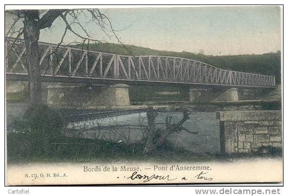 ANSEREMME- BORDS DE LA MEUSE- PONT D'ANSEREMME-CARTE COLOREE - Dinant