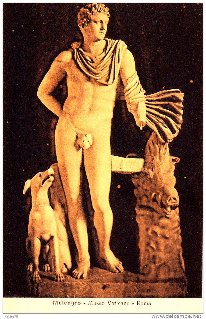 HOMME NU ET CHIEN .  MALEAGRO. - Sculptures