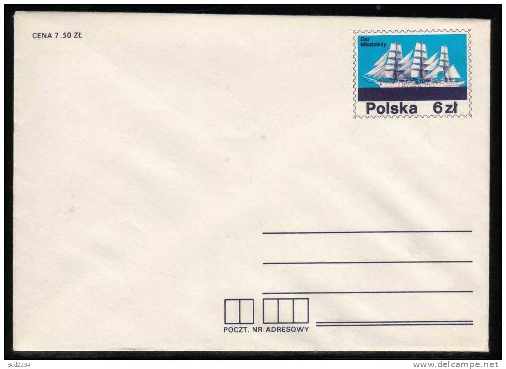 POLAND 1982 SAILING SHIPS DAR MLODZIEZY PRE-PRINTED ENVELOPE CK 69 POSTAL STATIONERY MINT Maritime Sea PSE - Ships