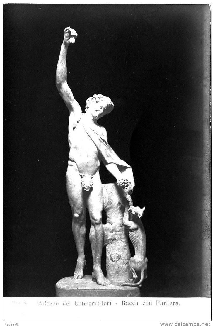 HOMME NU ET PANTHERE.  Cpa  BACCO CON PANTERA. - Sculptures