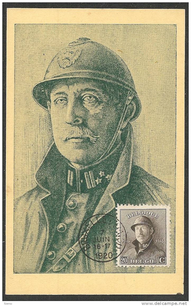 BELGIQUE  1920 __ Carte Maximum ROI ALBERT - 1905-1934