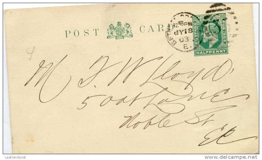 GB 1903 1/d FIRM POSTCARD STO. USED LONDON - Stamped Stationery, Airletters & Aerogrammes