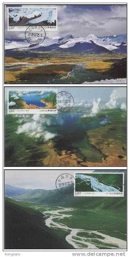 2009-14 CHINA Sanjiangyuan Nature Reserve MC 3V - Tarjetas – Máxima