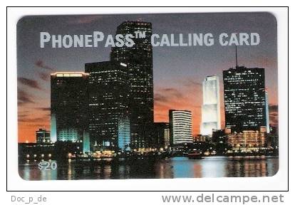 USA  - Phone Pass Calling Card - World Com - Worldcom - Skyline By Night - Sunset - $20 - Other & Unclassified