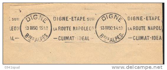1950  France  04 Digne RBV  Route  Napoléon 1er  Sur Fragment - Napoléon