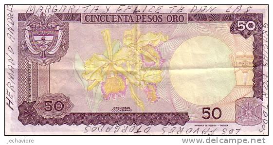 COLOMBIE  50 Pesos Oro  Daté Du 01-01-1985   Pick 425a    ***** QUALITE  VF- ***** - Colombia