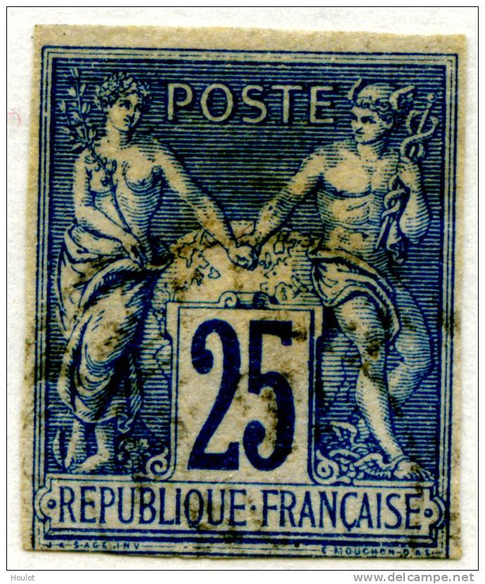 Mi.N°31b Blau + Y&T N° 35 Bleu Kolonien /Colonies Generales 1877/79 Type Sage Type II  25 Cent. Blau Gestempelt/ Oblitér - Sage