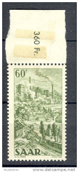Saar 1951 Mi. 287  60 Fr Grube Reden Mit Umgebung Mit Rand MNH** - Unused Stamps
