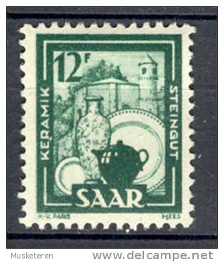 Saar 1949 Mi. 280  12 Fr Keramik- Und Steingutindustrie €18,- MH* - Unused Stamps