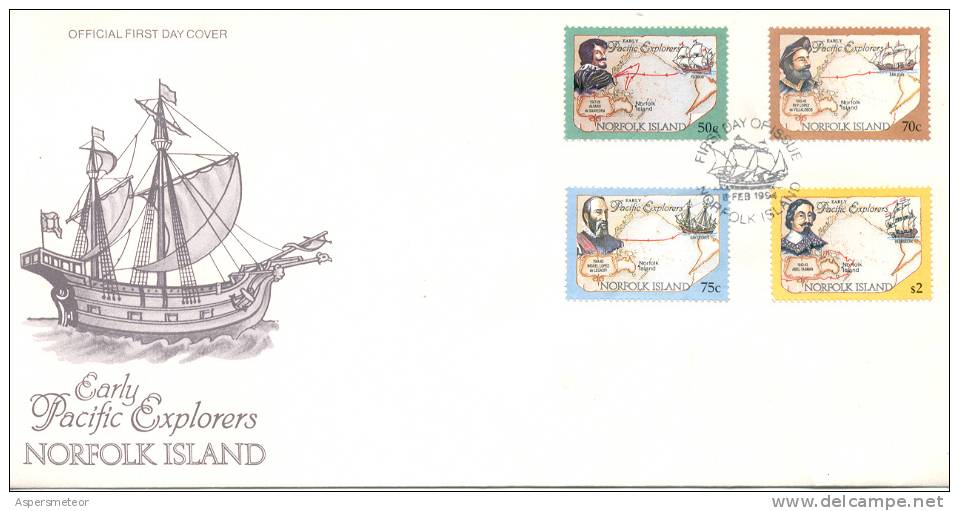 NORFOLK ISLANDS FDC 1994 RARE TBE EARLY PACIFIC EXPLORERS - Isola Norfolk