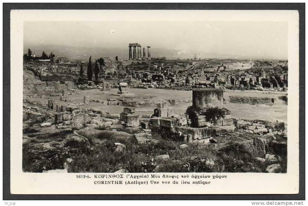 GR55) Greece - View Of Ancient Corinth - Real Photo Postcard - Grèce