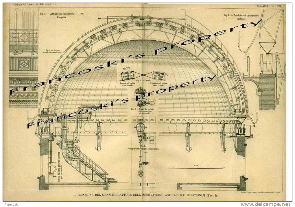 POTSDAM-ASTROPHYSICAL OBSERVATORY-1899' PRESSES 45X31- Von Technischer Zeitung Von Das 1901- - Scientific Texts