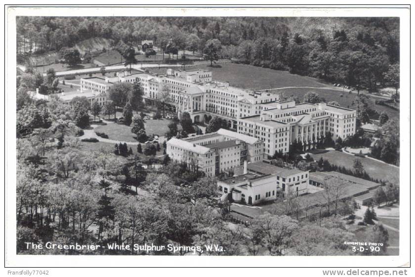 Rppc WHITE SULPHUR SPRINGS W. VIRGINIA The Greenbriar Hotel CUMMINS AERIAL PHOTO 1952 - Sonstige & Ohne Zuordnung