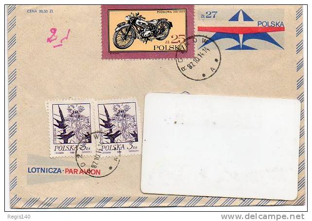 Enveloppe Avec Timbres Polonais Par Avion Pour La France -2 - Storia Postale