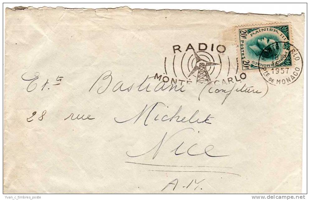 MONACO LETTRE AFFRANCHISSEMENT PRINCE RAINIER III FLAMME RADIO MONTE CARLO - Marcophilie