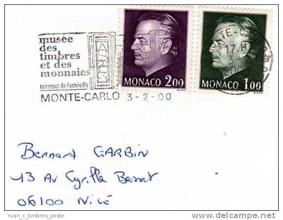 MONACO LETTRE AFFRANCHISSEMENT PRINCE RAINIER III - Postmarks