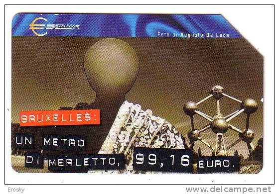 PGL T042 - CARTE TELEFONICHE PHONECARDS CAPITALI DELL'EURO BRUXELLES £5000 USATA - Andere & Zonder Classificatie