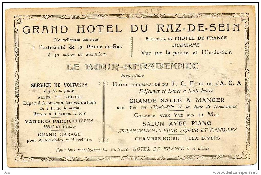 CPA - 29 - Carte Pub LA POINTE DU RAZ - L´Hôtel Du Raz De Sein - 291-92 - Other & Unclassified
