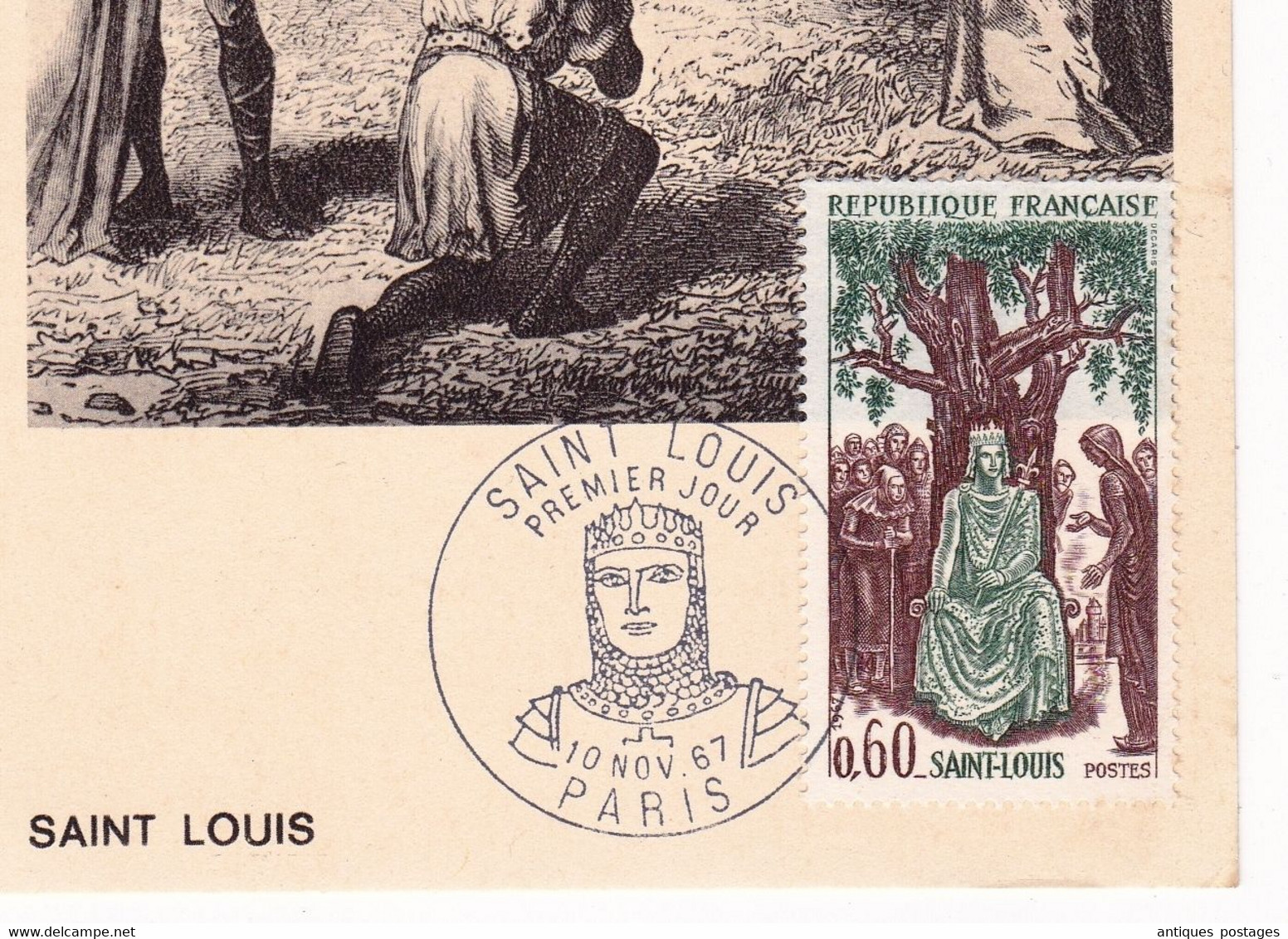 Carte Maximum 1967 Saint-Louis Roi De France Louis IX Rendant La Justice Chêne - Autres & Non Classés