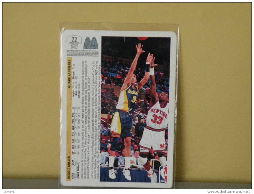 PACERS Indiana - Guard - 92 / 93  ( Carte ) Réggie MILLER - N.B.A . N°22 . 2 Scannes - Indiana Pacers