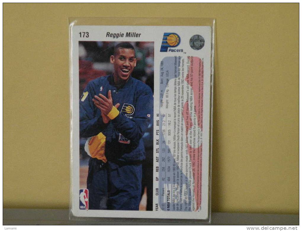 PACERS Indiana - G - 92 / 93  ( Carte ) Réggie Miller - N.B.A . N°173 . 2 Scannes - Indiana Pacers