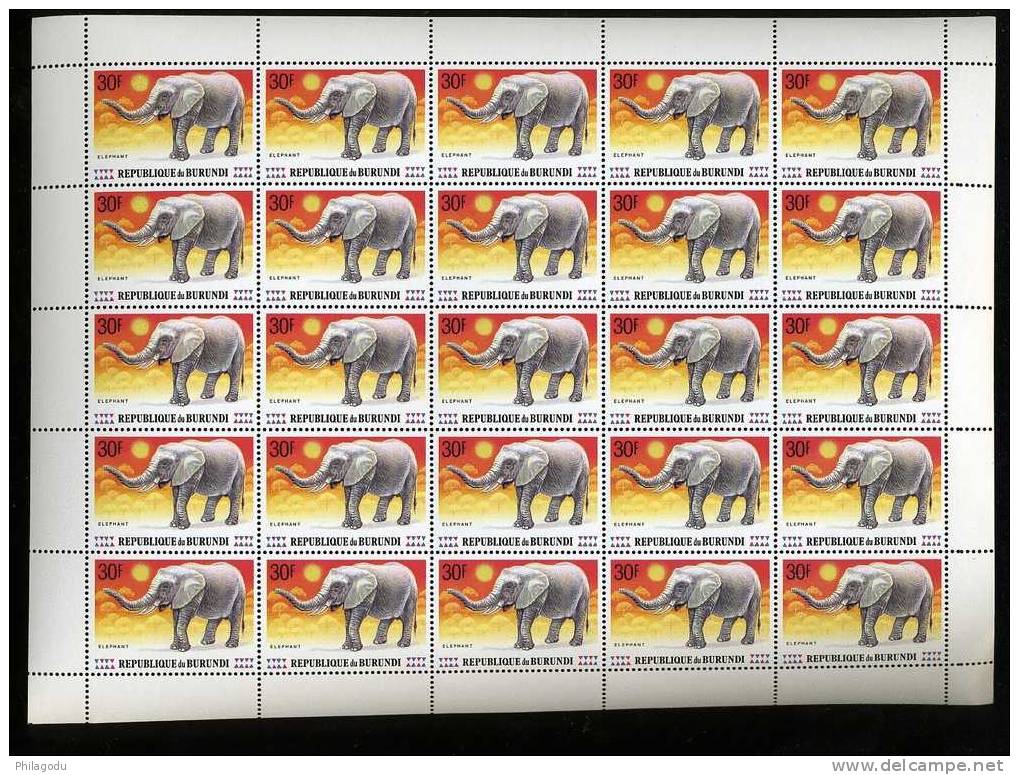BURUNDI  1991  Petite Feuille De 25 Ex **   ELEPHANT  30F  (hors De La Série ) - Eléphants