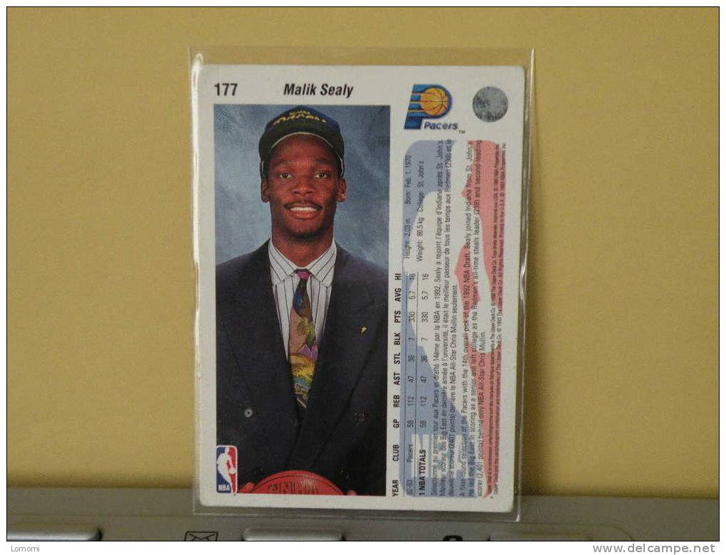PACERS Indiana - F - 92 / 93 ( Carte )  Malik SEALY - N.B.A . N°177 . 2 Scannes - Indiana Pacers