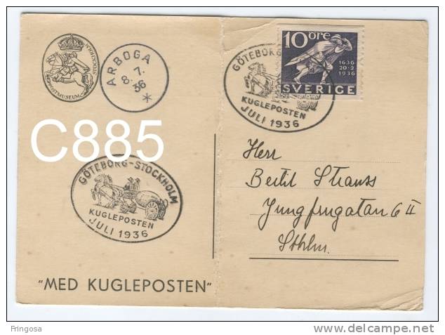 Med Kugleposten: Used  Arboga 1936 : Caixa # 6 - Storia Postale