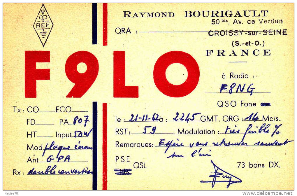 78 CROISSY SUR SEINE  . CARTE RADIO AMATEUR.  Avenue De Verdun. - Croissy-sur-Seine