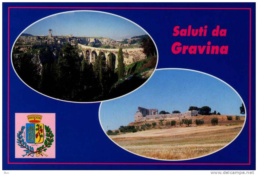 SALUTI DA  GRAVINA  STEMMA   BARI PUGLIA  NON VIAGGIATA  COME DA FOTO - Bari