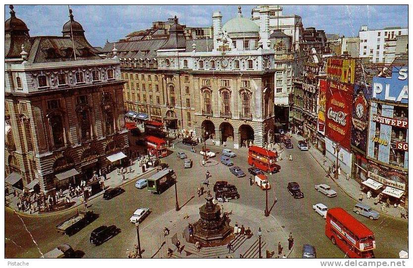Piccadilly Circus London Londres - Very Colorful - Cars Bus Voiture - Écrite En 1964 - Used - Piccadilly Circus