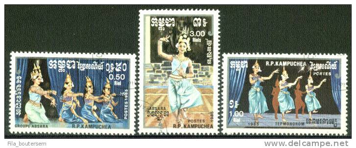 KAMPUCHEA : 13-04-1985 : (OBLIT) Set 3v : Yv : 543-45   Mich : 663-65 Cote :1,50 Eur - Danse