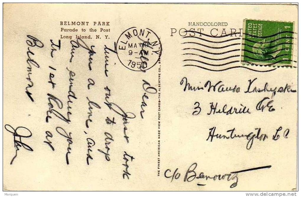 1137. Postal ELMONT N.Y. (Estados Unidos)  Belmont Park - Brieven En Documenten