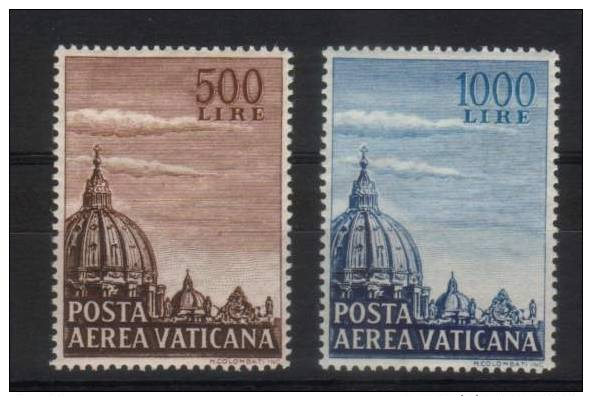 1953 Vaticano Posta Aerea  Cupola  La Serie Cpl. 2  Valori Nuovi** - Neufs