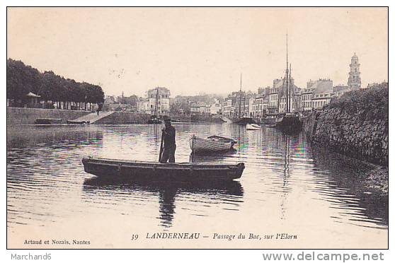 FINISTERE.LANDERNEAU.PASSAGE DU BAC SUR L ELORN  CACHET DOS 328e REGIMENT D INFANTERIE SERVICE POSTAL - Landerneau