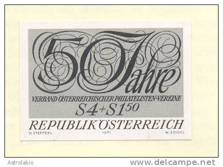 Autriche 1971 " Sociétés Philatéliques "  épreuve En Noir, Black Proof, Schwarzdruck Auf Blatt. Yvert 1209 - Proeven & Herdruk