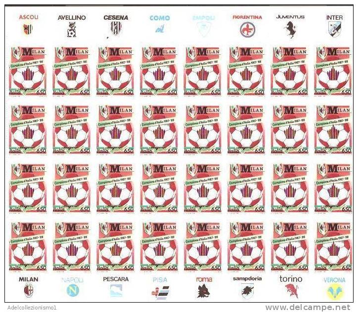 32083)foglio Completo Intero Milan Campione D´italia Di 650£ Di 32 Valori Totali - Complete Vellen