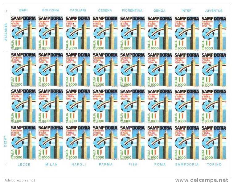 32089)foglio Completo Intero Sampdoria Campione D´italia Di 3000£ Di 32 Valori Totali - Ganze Bögen