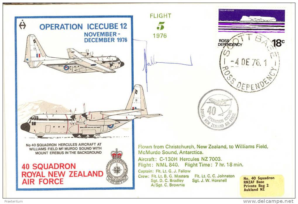 NEW ZEALAND Cover ROSS DEPENDENCY SCOTT BASE 1976 - SIGNED - Other & Unclassified