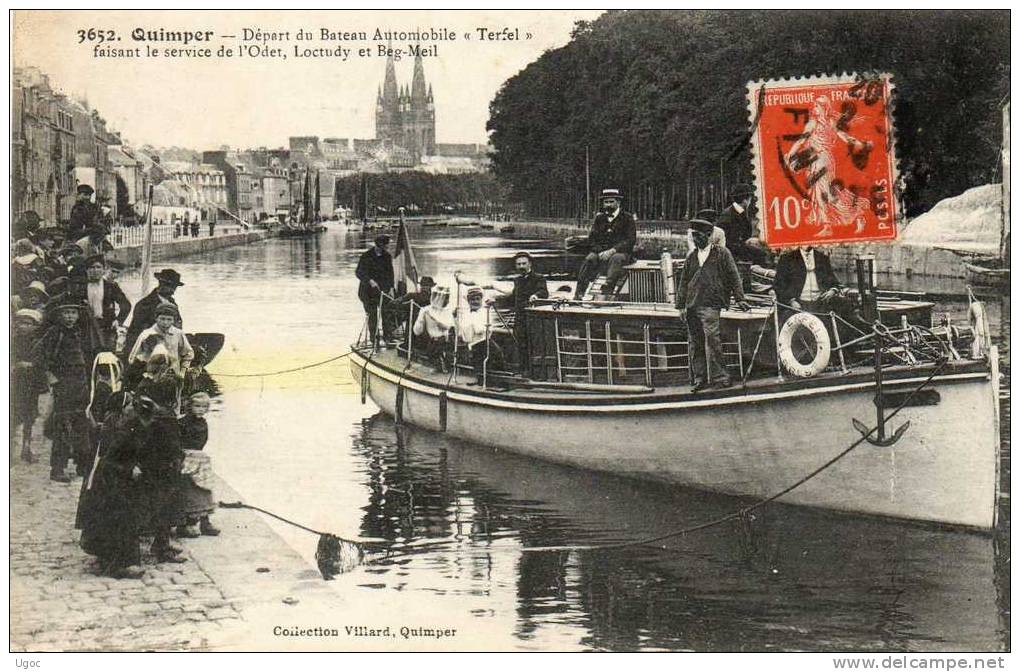 CPA - 29 - QUIMPER -Départ Du Bateau Automobile "Terfel" Faisant Le Service De L'Odet, Loctudy Et Beg-Meil - 358 - Quimper