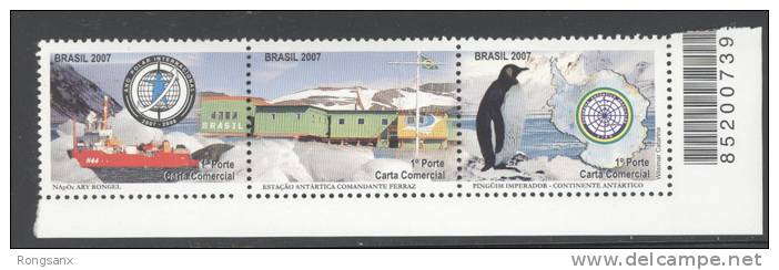 2007 BRAZIL Intl. Polar Year 3v - Pingouins & Manchots