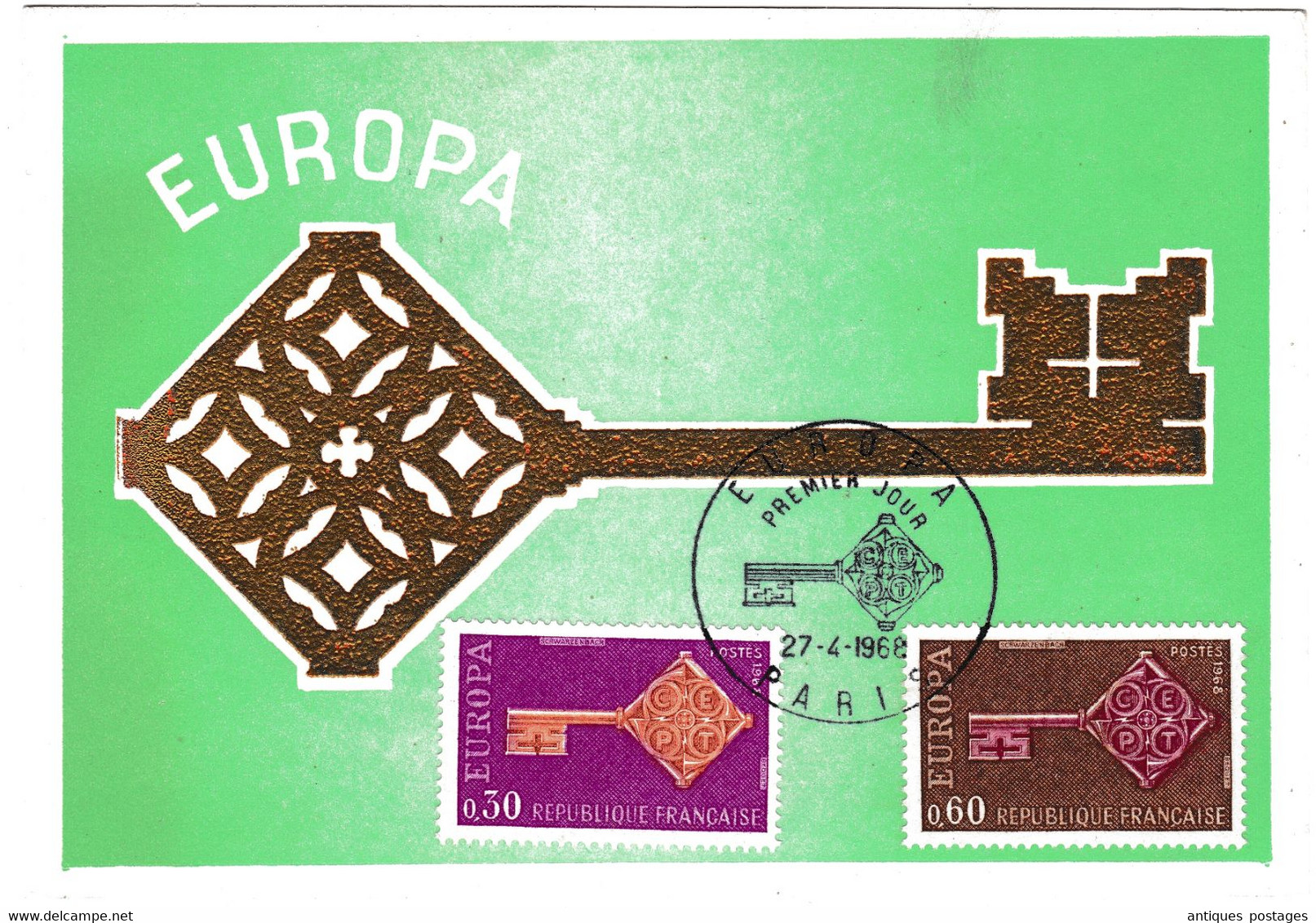 Carte Maximum 1968 Europa Europe Paris Premier Jour - 1968