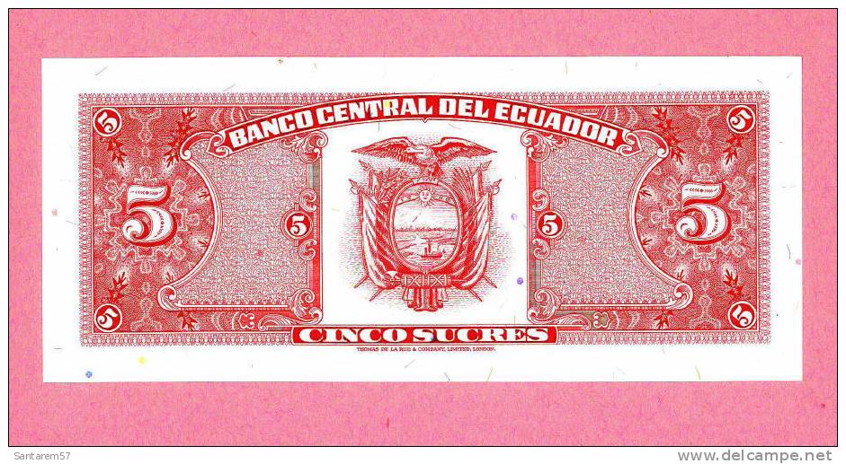 Billet De Banque Nota Banknote Bill 5 CINCO SUCRES EQUATEUR ECUADOR 1988 - Ecuador