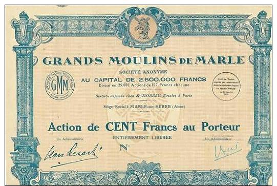 GRANDS MOULINS DE MARLE - 1928 - - Agriculture