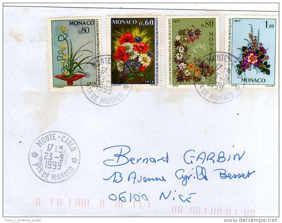 MONACO LETTRE AFFRANCHISSEMENT FLEUR CONCOURS INTERNATIONAL DE BOUQUETS - Postmarks